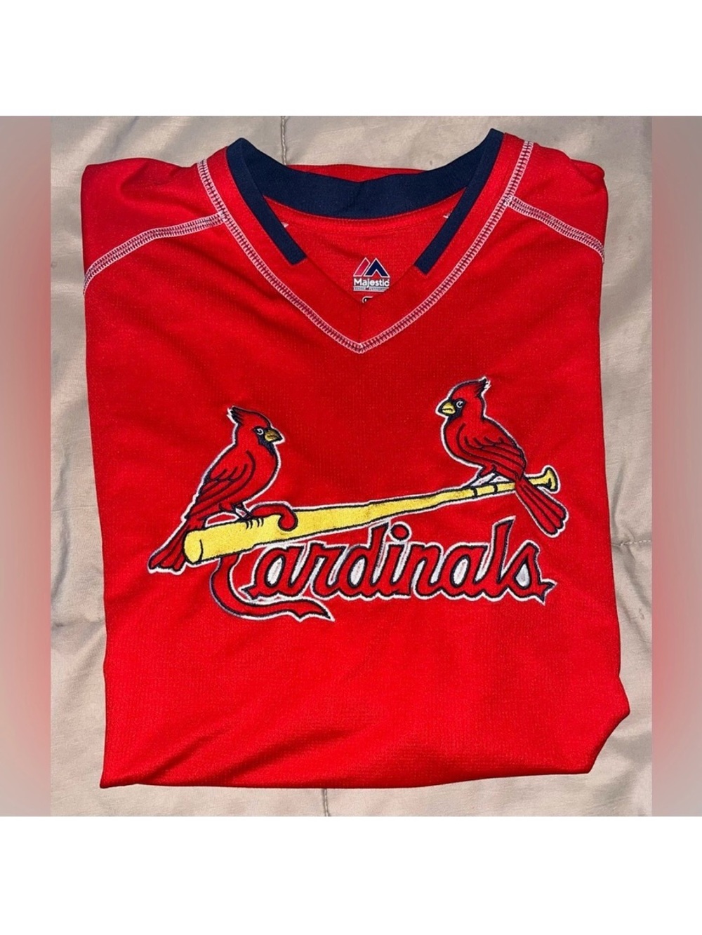 St. Louis Cardinals Red MLB Majestic Athletic Throwback V-Neck Pullover Jersey